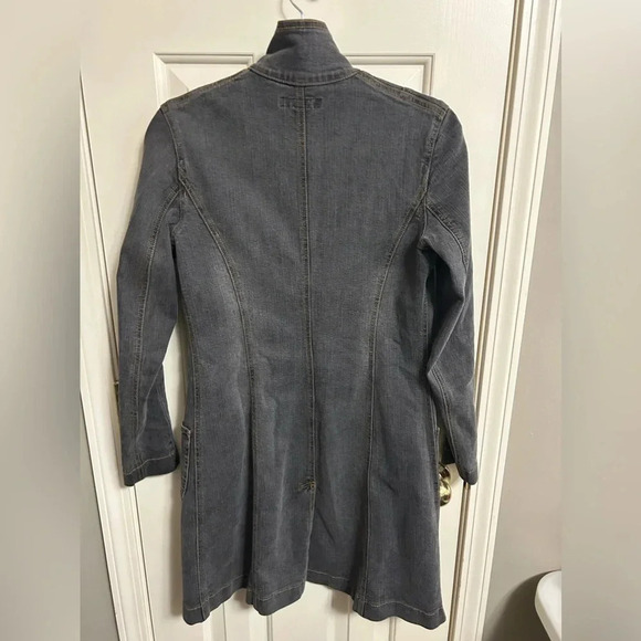 Norma Kamali Timeless Gorgeous Open Front One Button Denim Jacket Size 6 - Picture 2 of 5